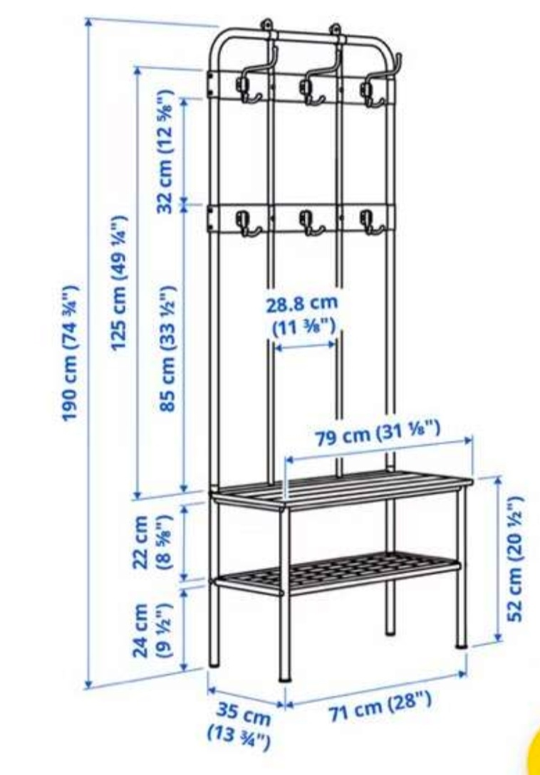 IKEA NIPÅSEN – vešiak s lavicou a policou na topánky, čierny - 3