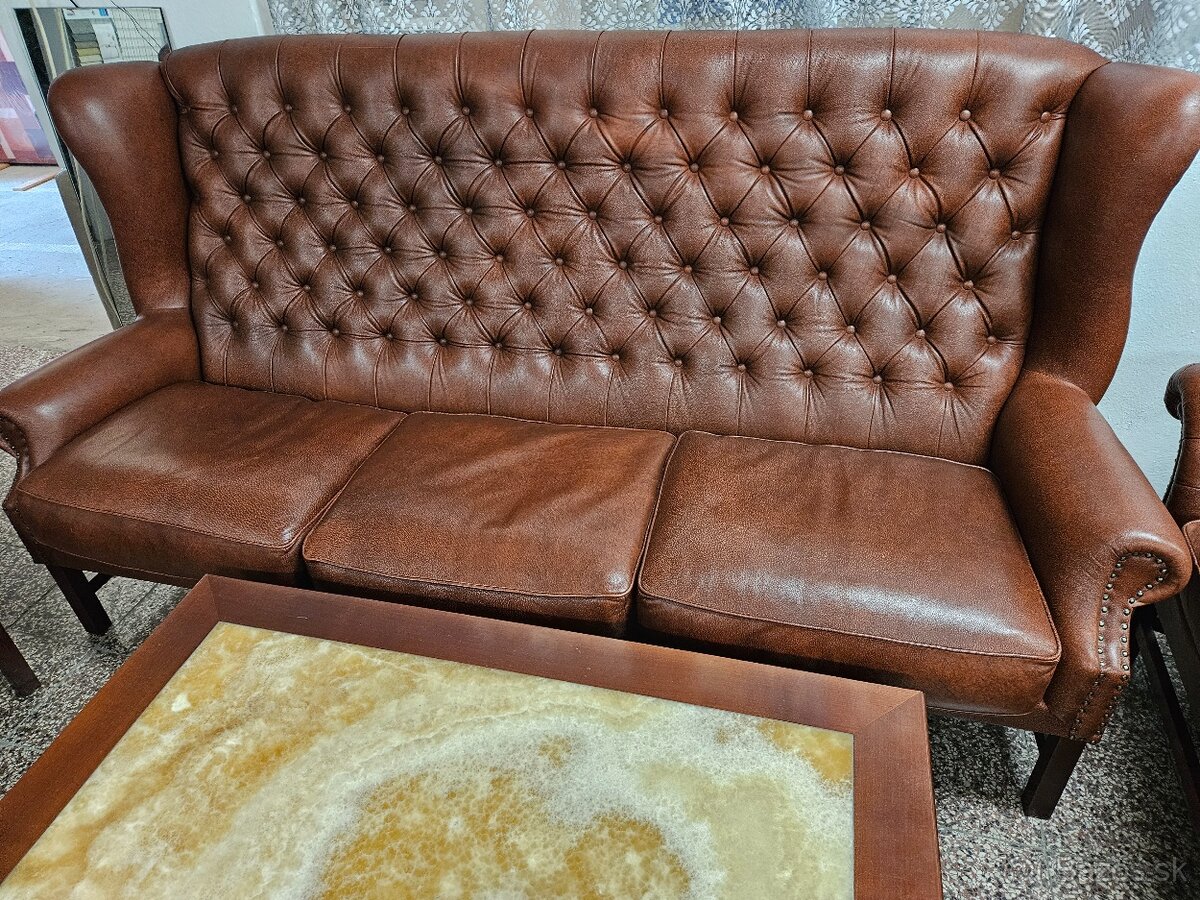 CHESTERFIELD ŠTÝL-WINGBACK-KOŽENÁ SEDAČKA - 3