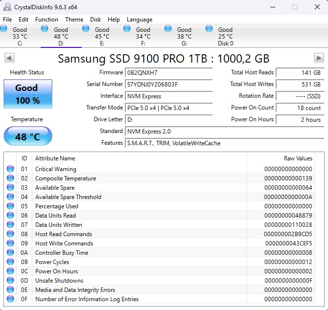 Samsung 9100 PRO 1TB, M.2 2280, NVM - 3