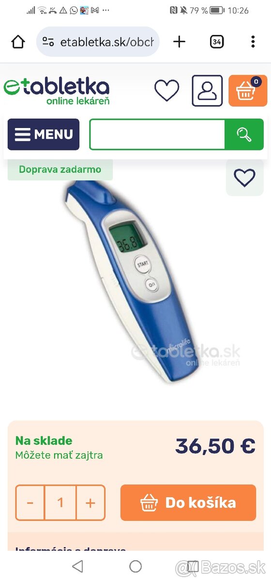 Bezdotykovy teplomer Microlife - 3