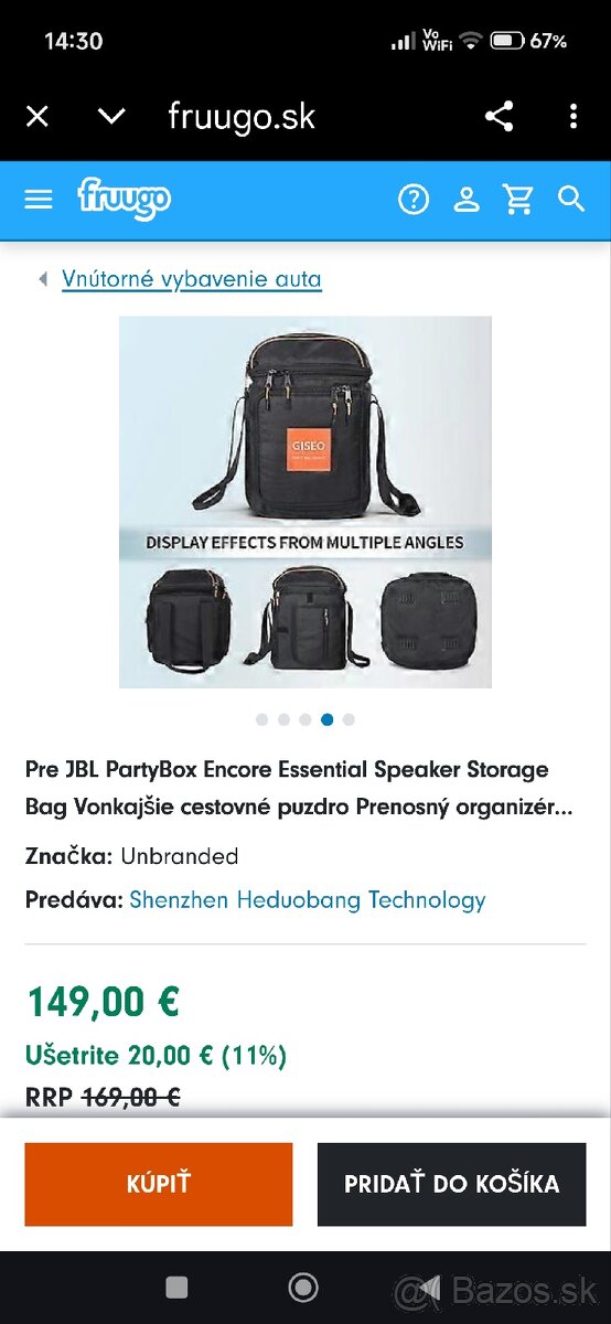 Predám case taška puzdro prenosný obal JBL encore partybox - 3