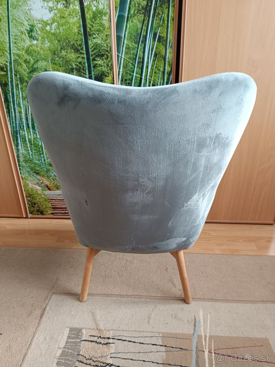 Kreslo ušiak čalúnené sivé- úplne zachovalé - 3