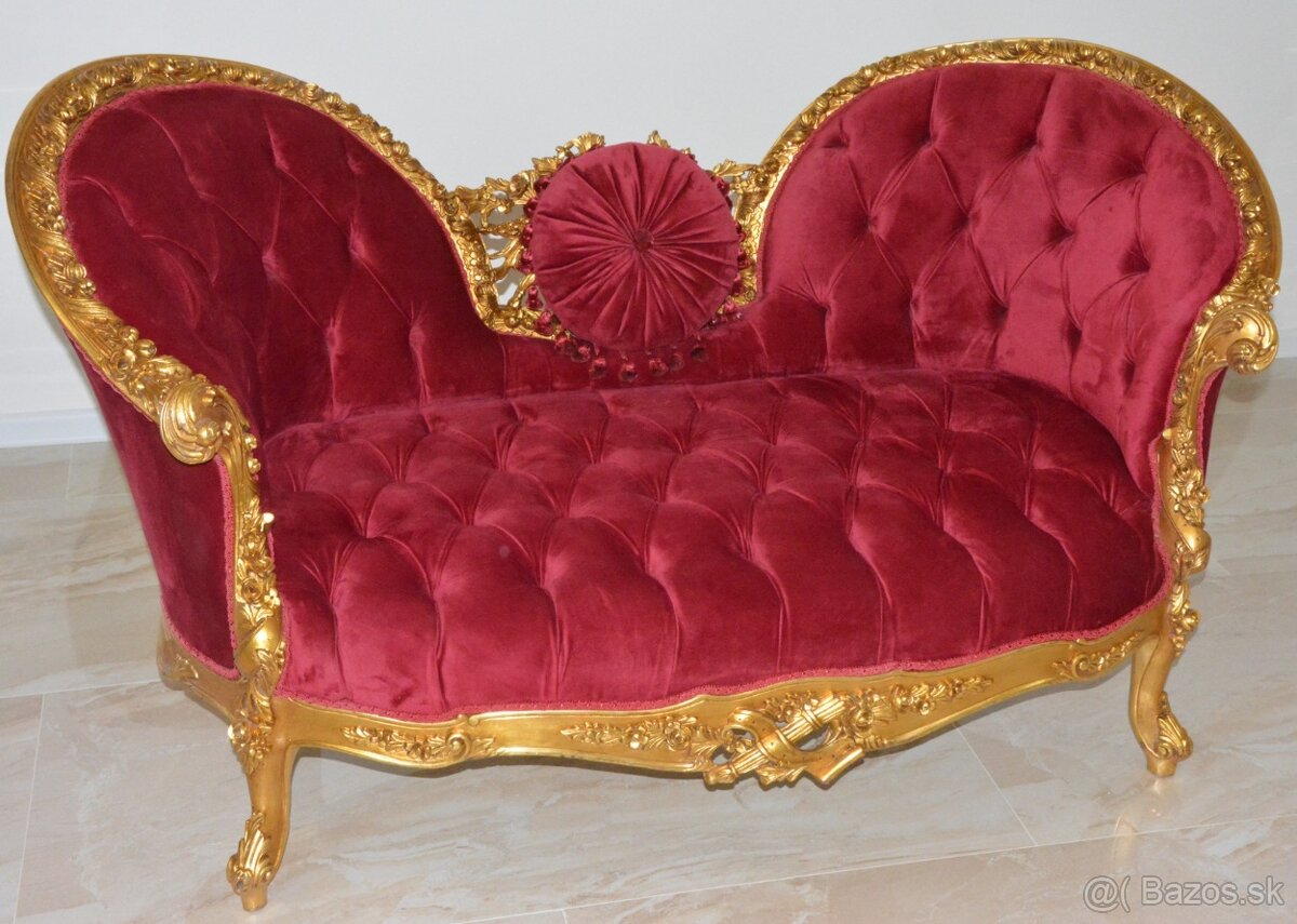 Zámecké řezbované sofa - čalouněné - 3