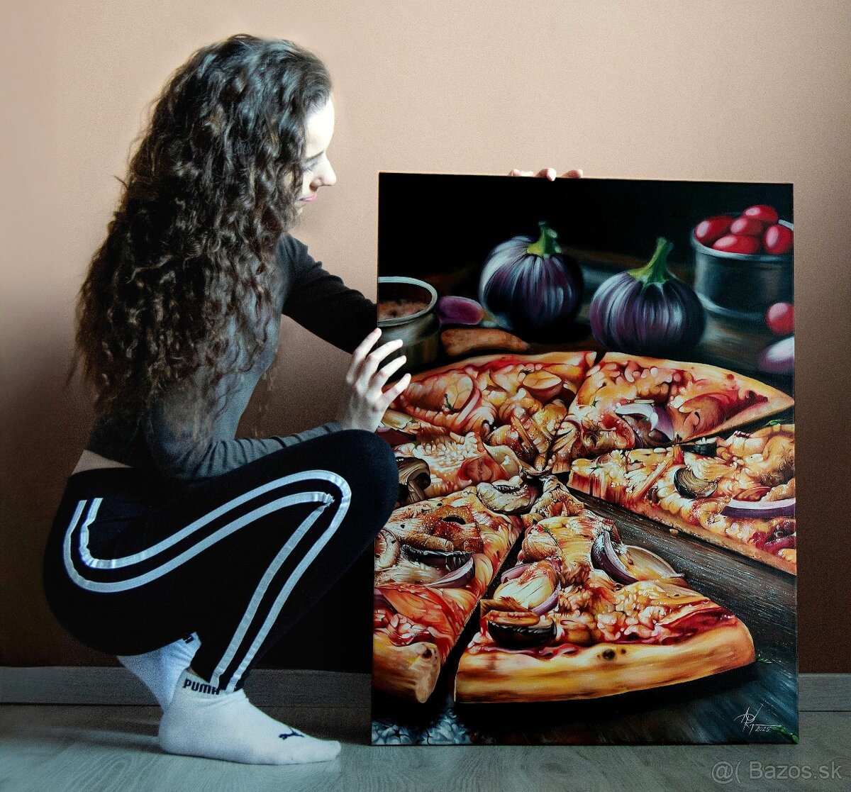 Realistická maľba akrylom na plátne PIZZA - 3