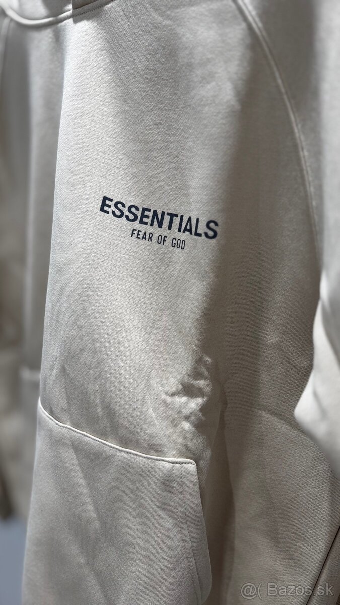 Fear of God Essentials mikina s kapucňou – béžová - 3