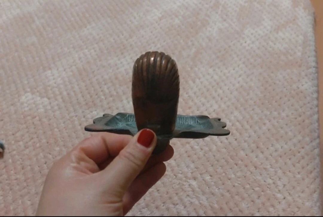 Starý retro mosadzný popolník Egypt pyramída - 3