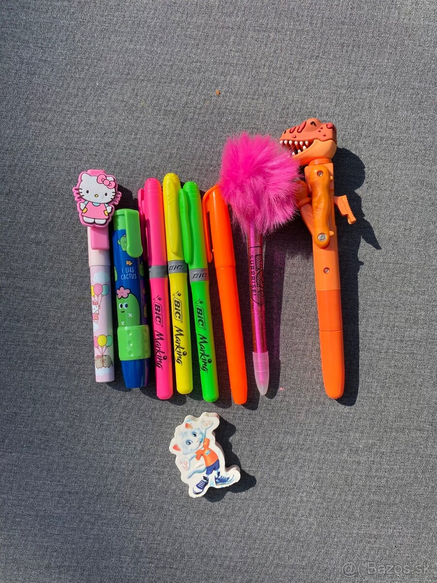 Perá, zvýrazňovače a gumy pre deti - 3
