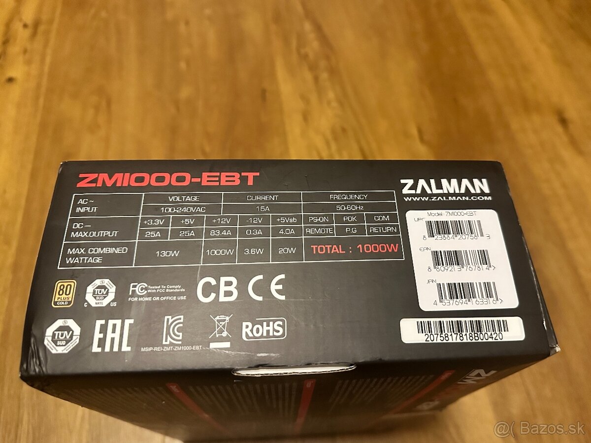 Zalman ZM1000-EBT, zdroj 1000W eff. 92% 80Plus Gold, ATX12V, - 3