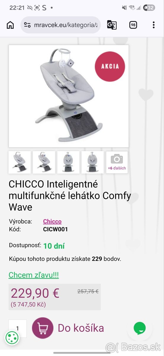 Predám hojdacku Chicco Comfy Wave - 3