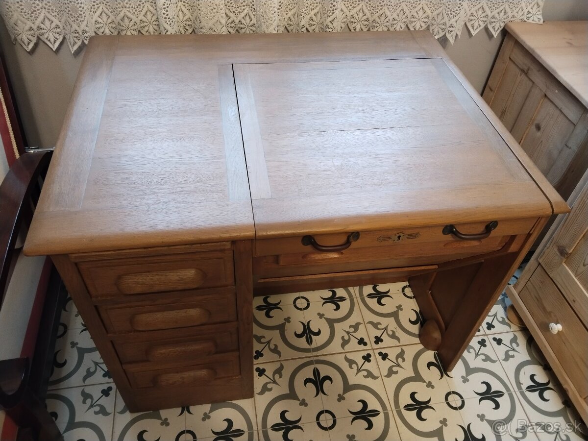 Starožitný, americký, psací stůl s roletou - 3