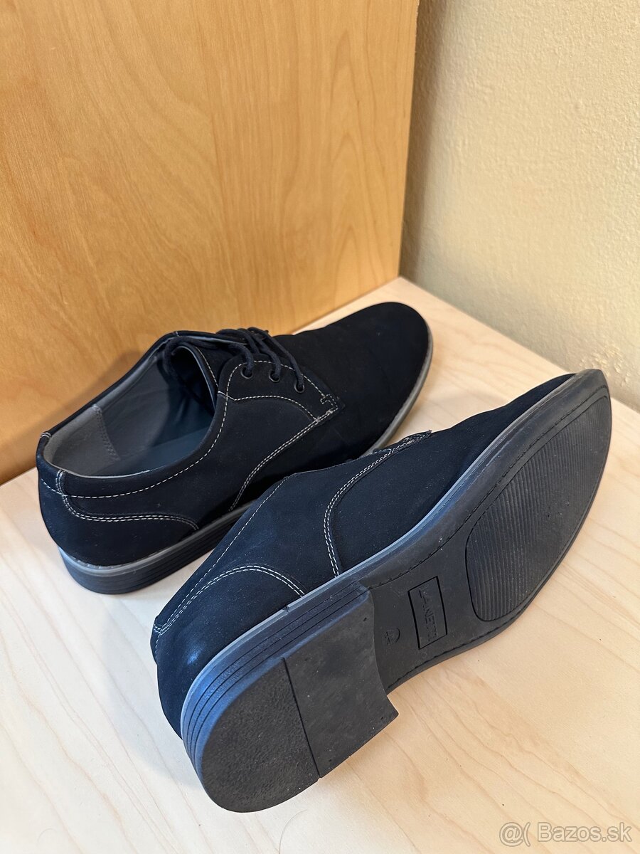 Spoločenské topánky Lanetti čierne s brúsenou kožou - 3