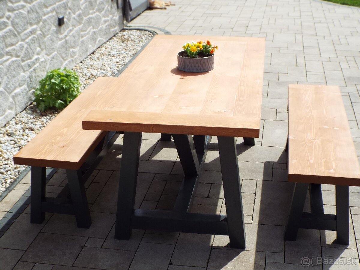 Záhradný masívny nábytok, Stôl, Lavice, Sedenie DOPRAVA SR - 3
