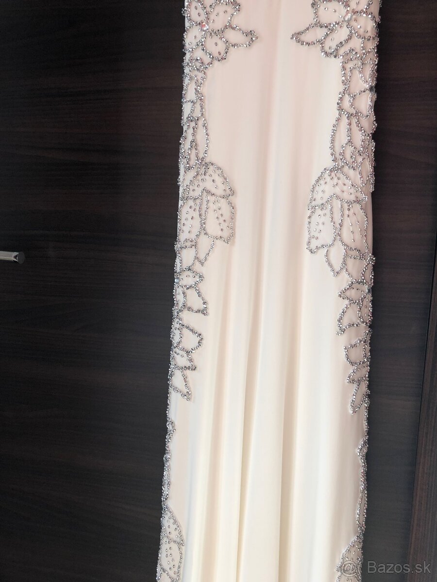 Luxusné svadobné / spoločenské šaty – ručne zdobené - 3