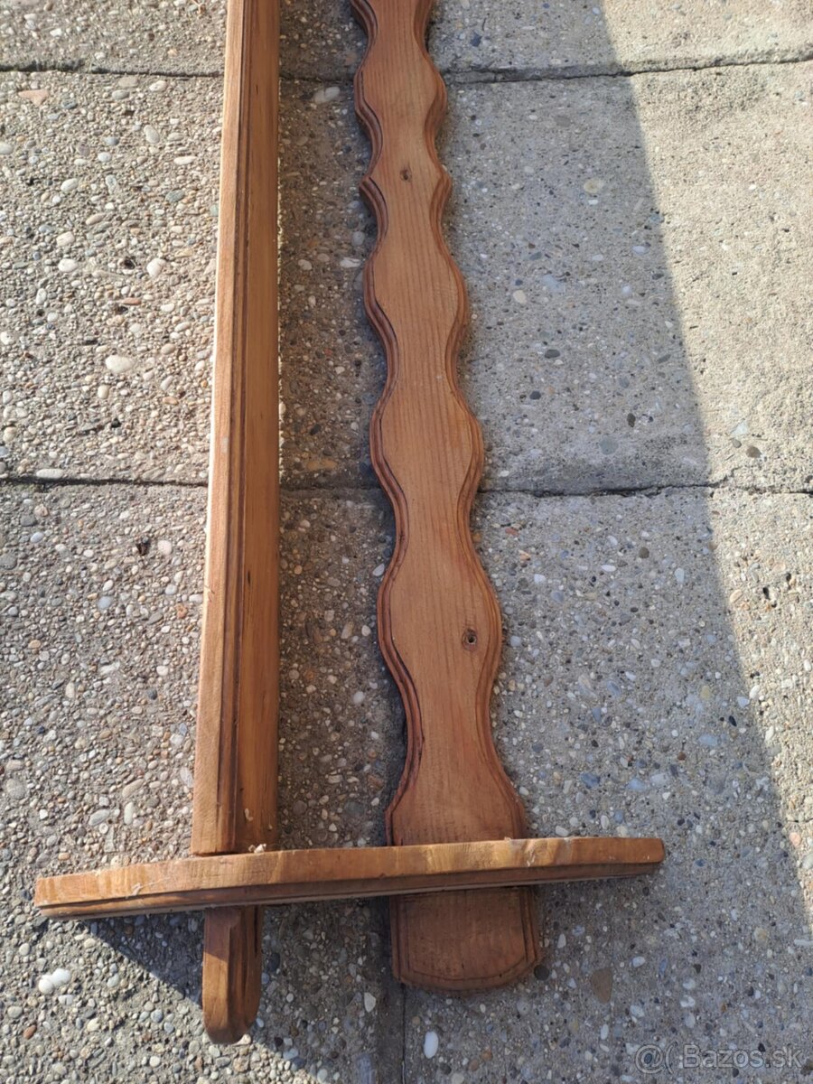 Masivna stara drevena retro policka - 3