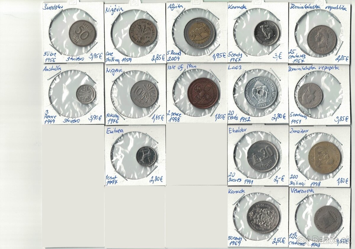 Zbierka svetových mincí - po kusoch -Ázia,Amerika,Afrika,Eur - 3
