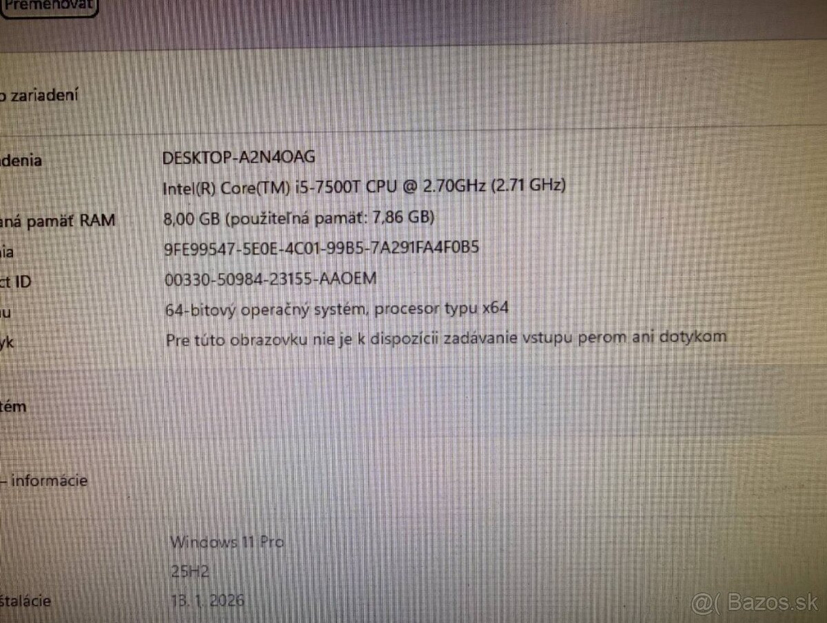 Kancelársky mini PC HP ProDesk i5-7500T / 8GB / SSD + HDD - 3