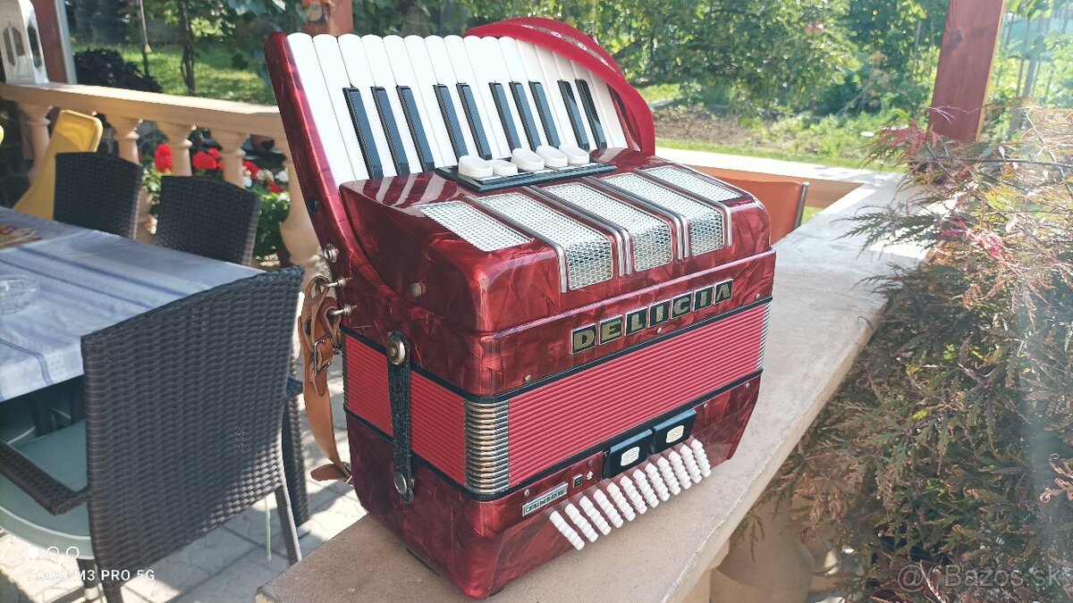 Harmonika -Akordeon.Delícia Junior 72bas.Červená perleť. - 3