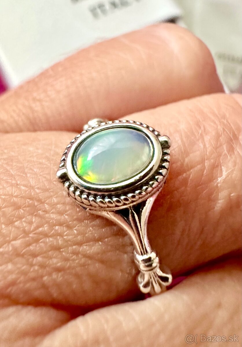 Nový strieborný vintage prsteň s opálom - 3