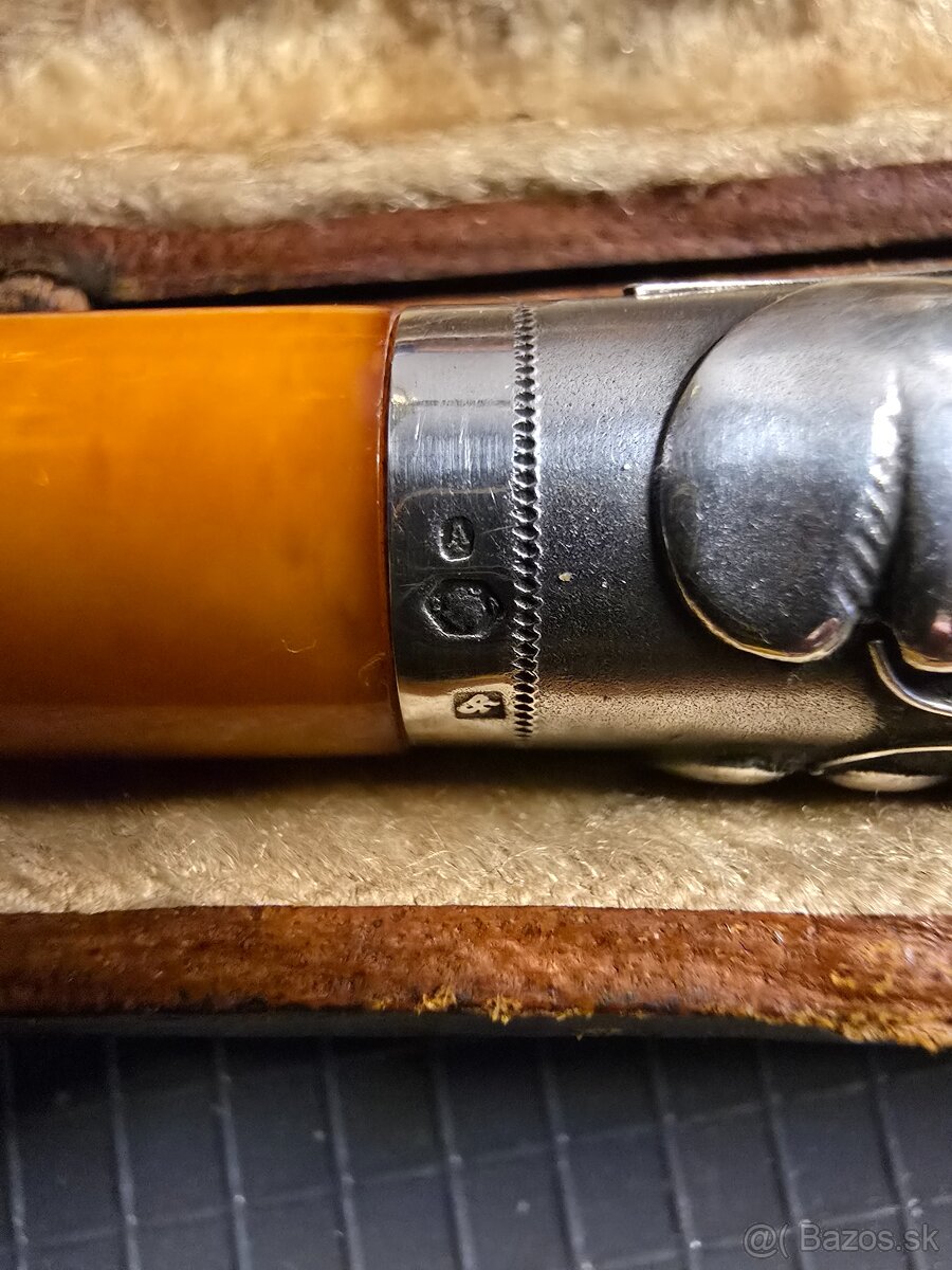 Cigaretova špička jantar-striebro bakelit - 3