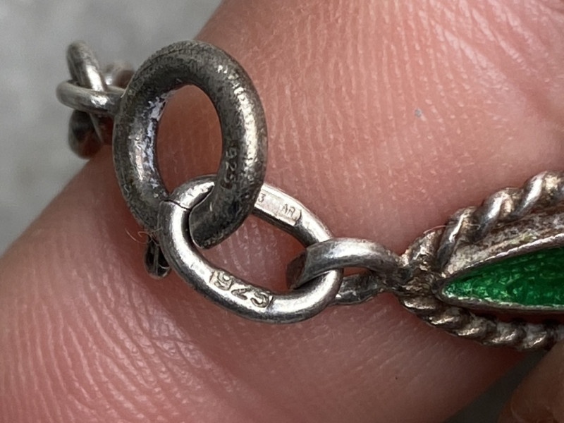 Strieborný náramok so zelenými kameňmi ,ag 925 - 3