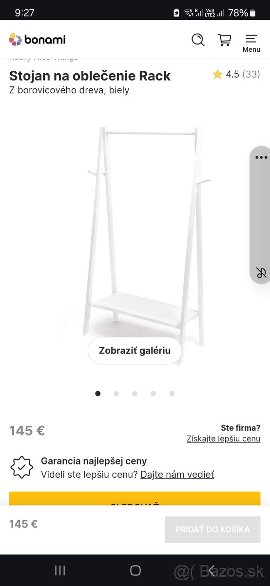 Vešiak na oblecenie,vesiak drevený biely - 3