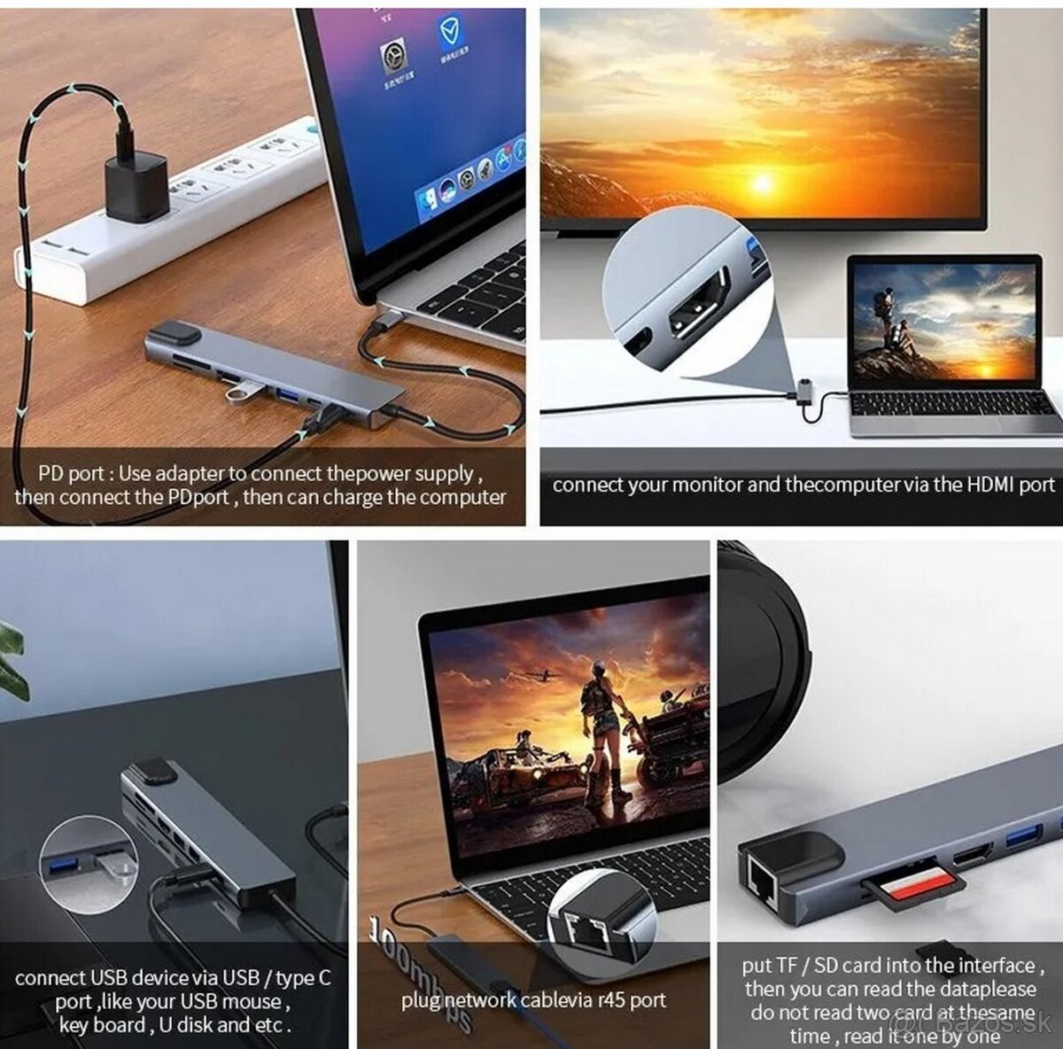 USB-C HUB 8v1 pre notebook, novy - 3