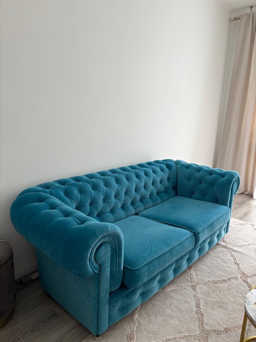 Modrý gauč chesterfield - 3