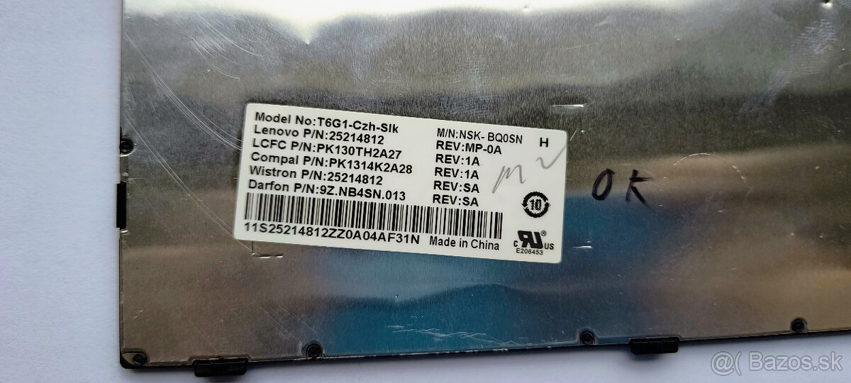 Klávesnica Lenovo T6G1 CZ/SK - 3