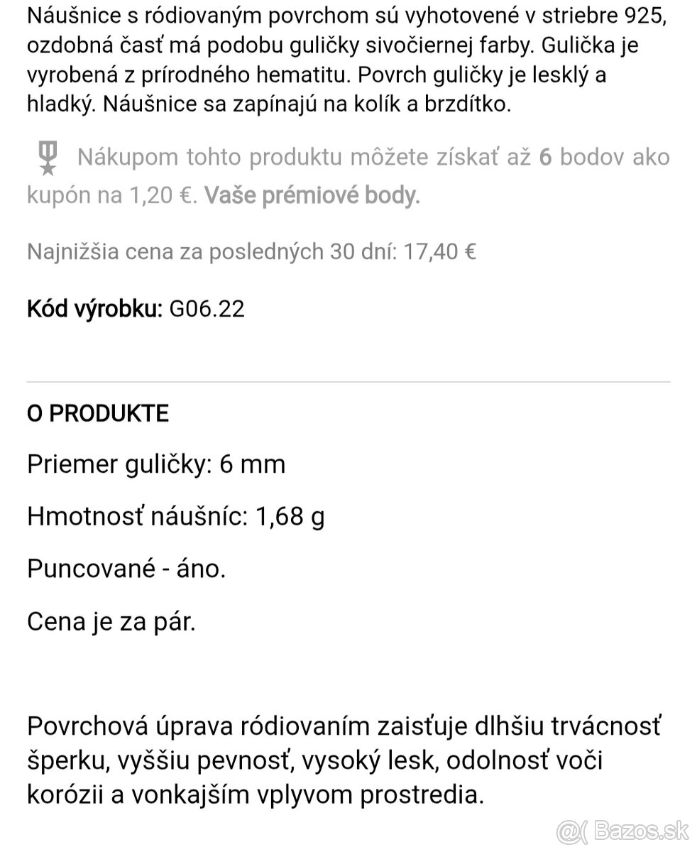 Strieborné náušnice ,Hematit - 3