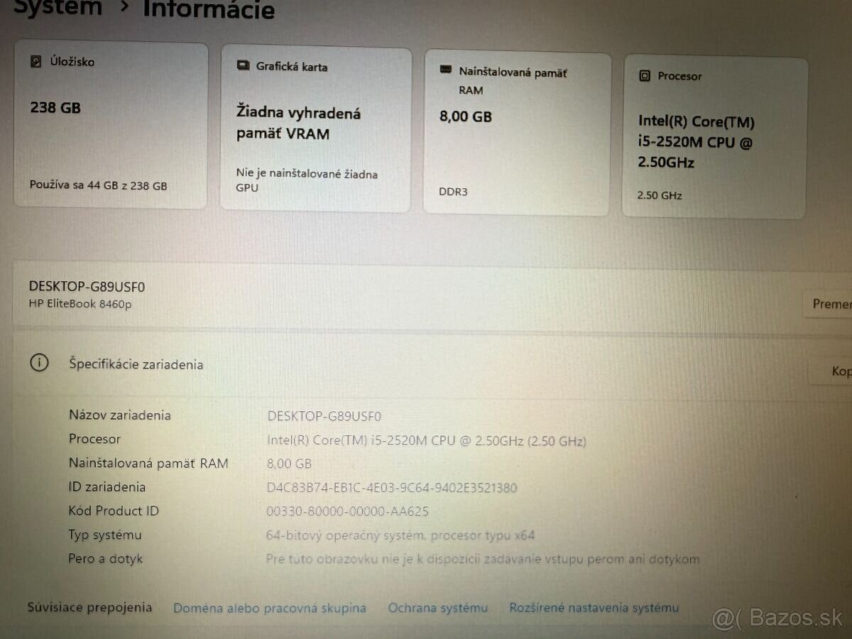Notebook HP EliteBook 8460p i5 / 8GB RAM / 500GB HDD - 3