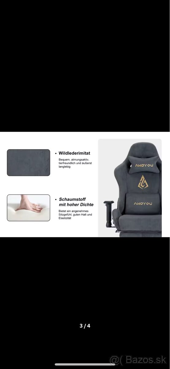 Nová herná / PC stolička ANDYOU – červená, s podnožkou - 3