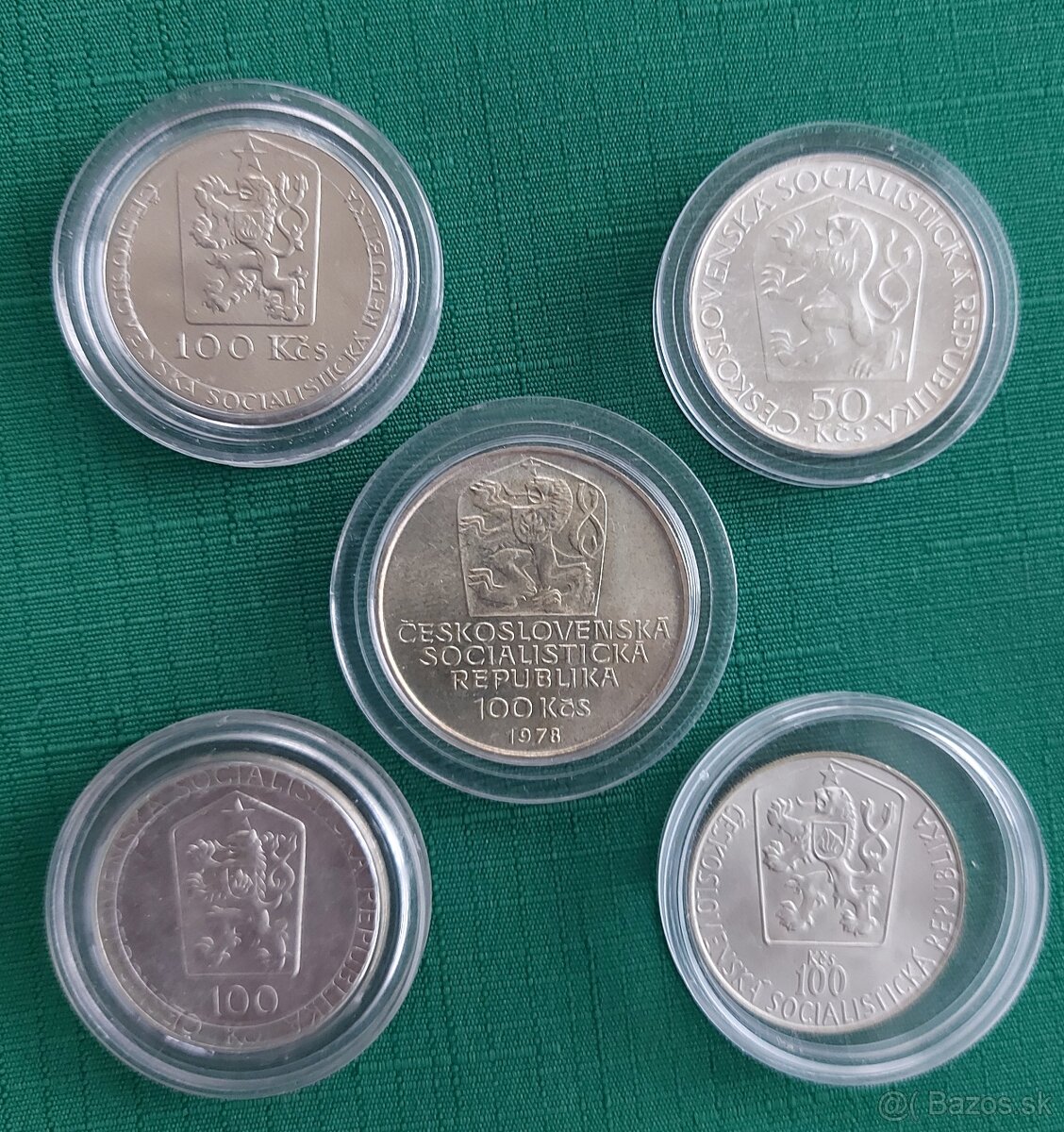 Strieborné pamätné mince ČSR, 1970, 1978, 1985, 1989, 1990 - - 3