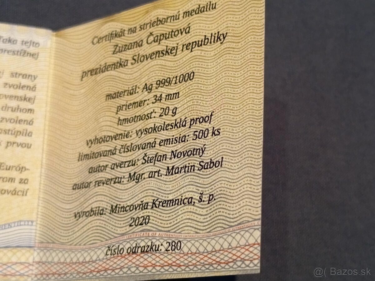 Predám medailu Zuzana čaputova - 3