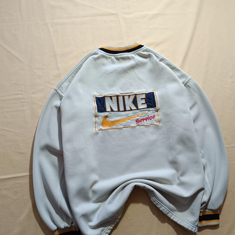 Vintage 90s NIKE Service béžová mikina bez kapucne XL - 3