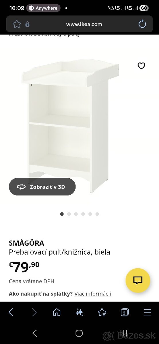Prebaľovací pult,, biela farba, IKEA - 3