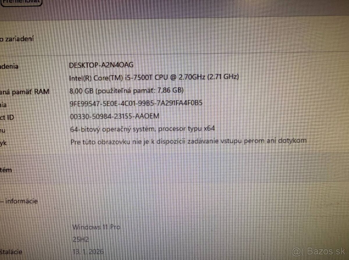 Kancelársky mini PC HP ProDesk i5-7500T / 8GB / SSD + HDD - 3