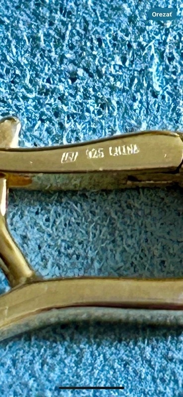 POZLÁTENÉ strieborné náusnice s modrým kamienkom - 3