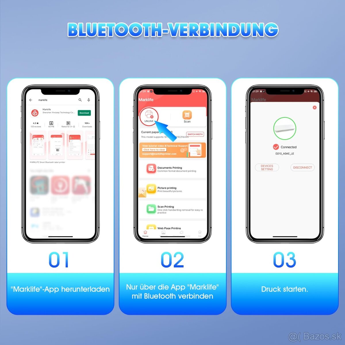 Prenosná termálna tlačiareň Pristar D210 A4 pre iOS/Android - 3