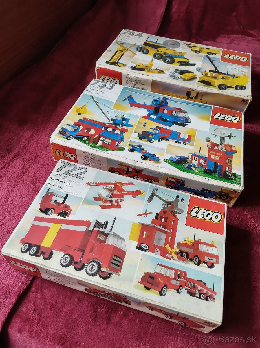 3x LEGO BASIC - 722 733 744 - LEN KRABICE - 3