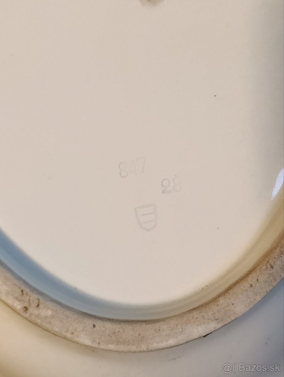 Ručne maľovaná porcelánova starožitná misa - 3