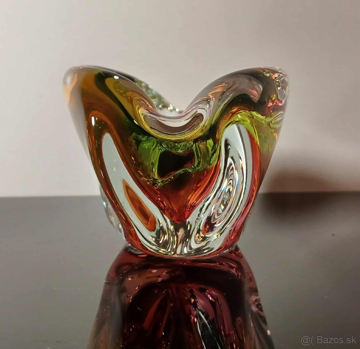 Nádherný popolník, miska z hutného skla návrh Jozef Rozínek - 3