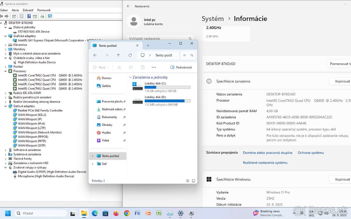 Predám kancelárski pc 4 jadro 1 gb ram treba si zohnat 160 g - 3
