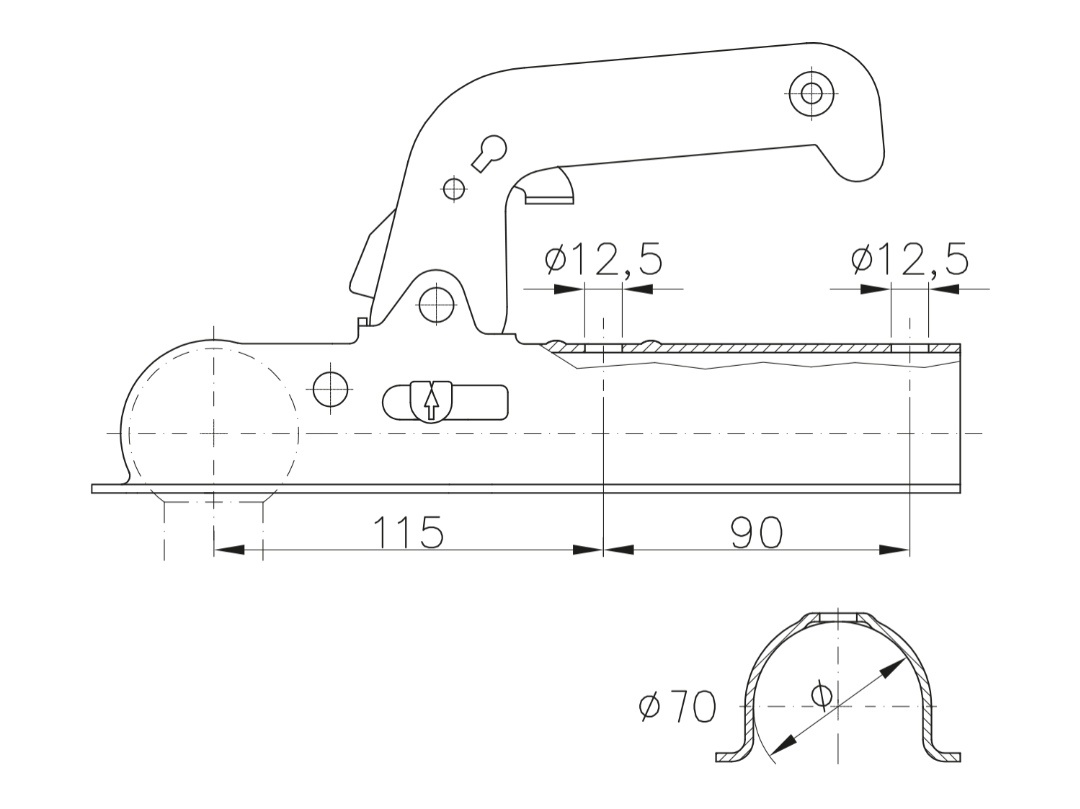 Ťažný kĺb spojka na prívesný vozík 750kg - 3