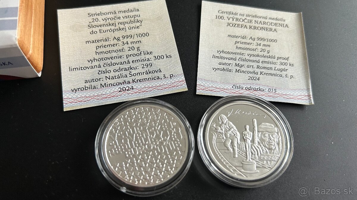 Strieborné medaili SR proof - 3