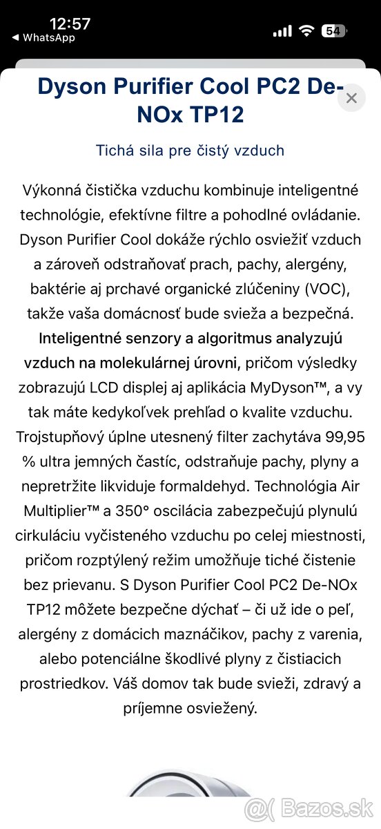 Dyson Purifier Cool PC2 De-NOx TP12 čistička vzduchu - 3