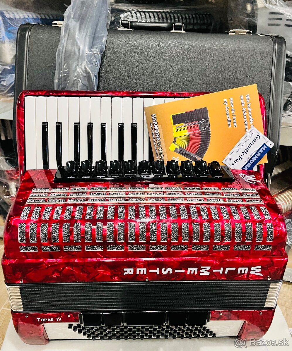 Predám špičkový akordeón Weltmeister Topas IV 96 basový- NAJ - 3