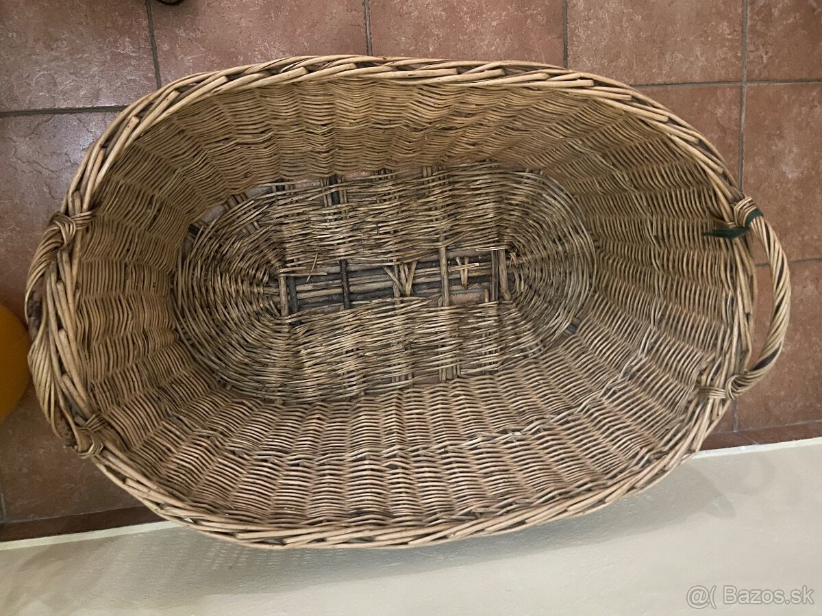 Veľký prúteny kôš 80/55 cm retro - 3