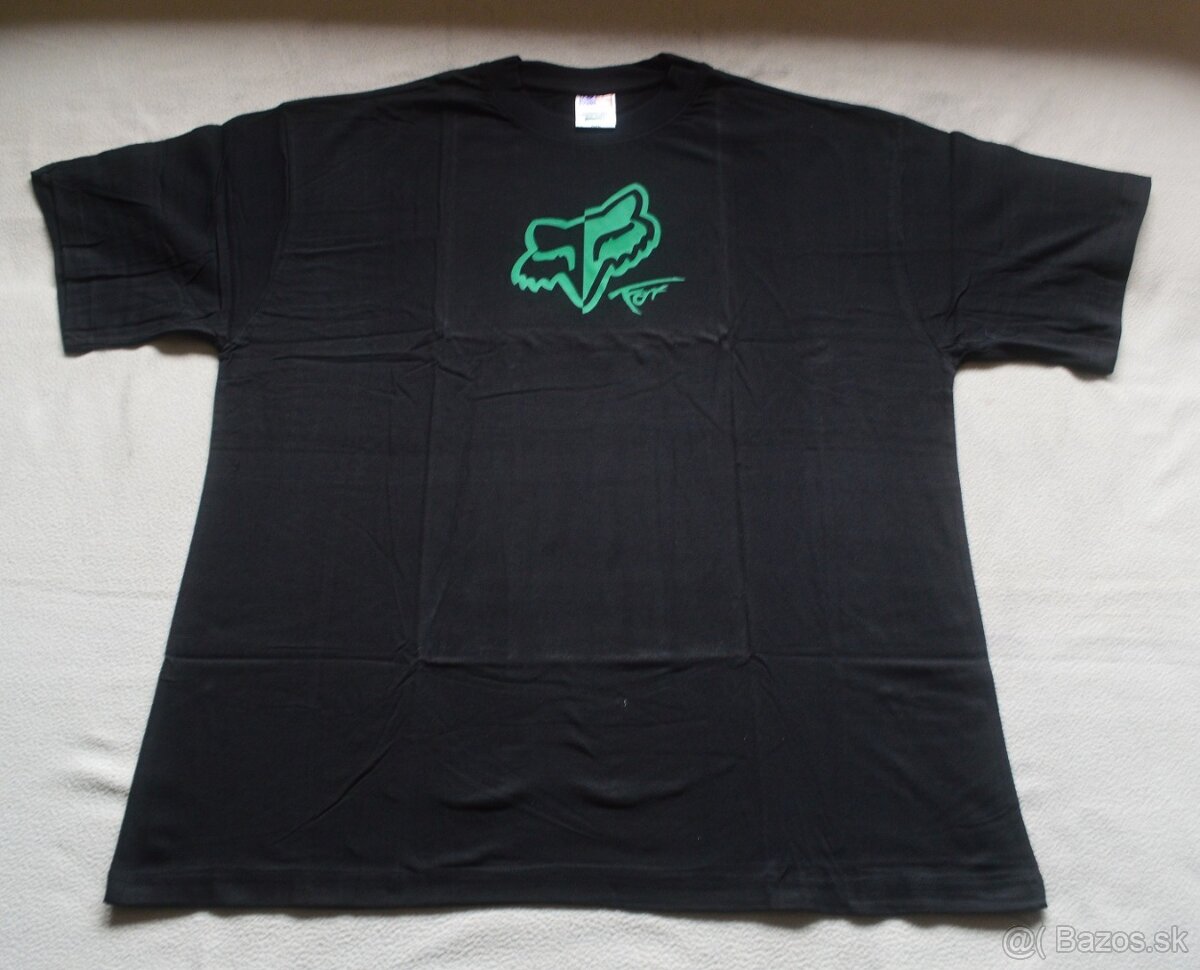 Kvalitné tričko cierne zelené fox - 3