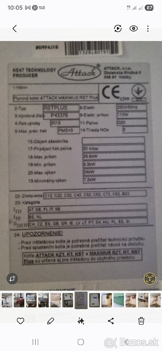 Kotol plynový závesný turbo Attack RTS Plus - 3