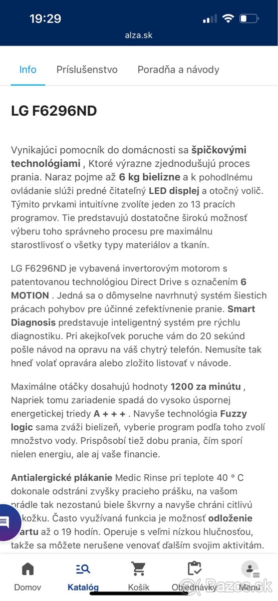 Pracka LG F6296ND - 3